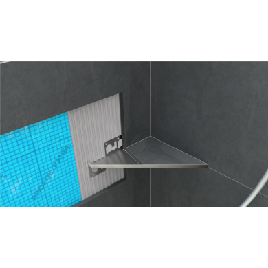 Триъгълен рафт за баня от неръждаема стомана за вграждане на плочка - PRSHLFTP30