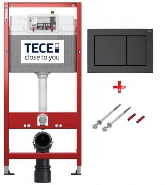 Комплект структура за вграждане 3 в 1 - TECE Германия - с бутон BASE черен мат (9400415)