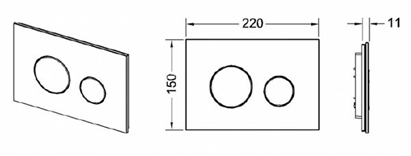 Активатор TECE LOOP GLASS с пластмасови бутони бели и панел от черно стъкло (9240654)