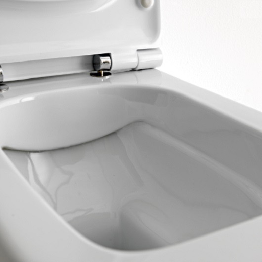 Окачена тоалетна чиния TEOREMA 2.0 RIMLESS - БЕЗ РЪБОВЕ с капак плавно затваряне
