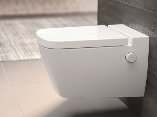 Tece ONE - окачена тоалетна без вътрешен ръб с вградена функция биде и термостатен смесител