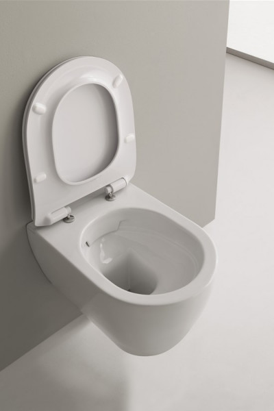 Окачена тоалетна чиния MOON БЕЗ РЪБОВЕ с капак плавно затваряне- размер 50/36