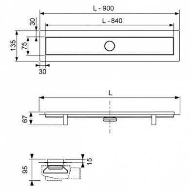 Линеен сифон модел LINUS комплект с решетка и рогов сифон - 90 cm