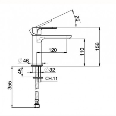 Смесител за мивка  в черен мат - LINEAVIVA LV000540.40 - CISAL srl - Италия